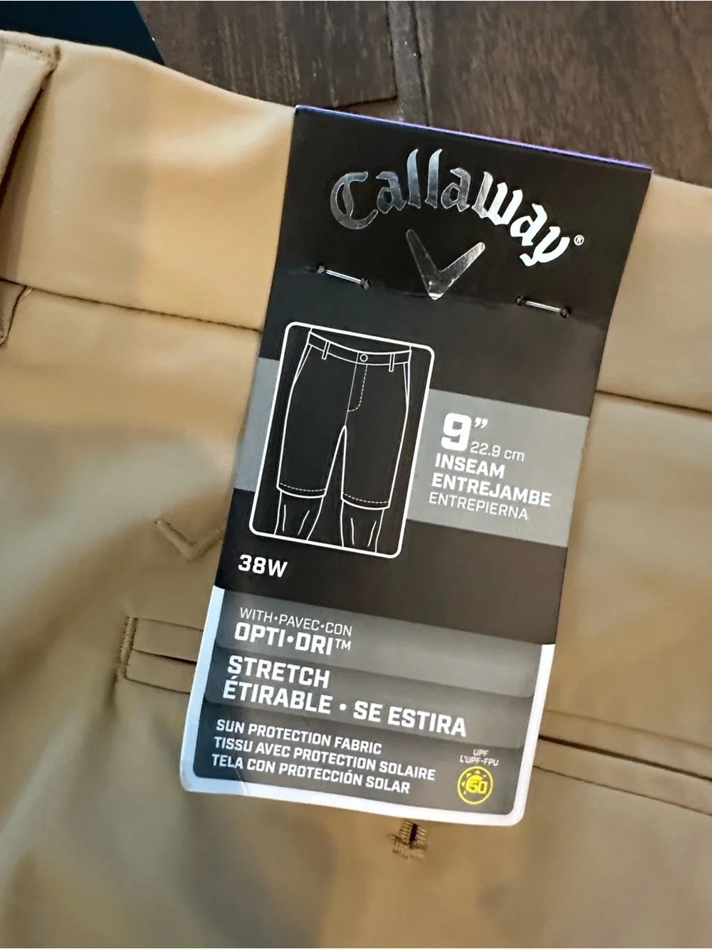 ⛳️  Callaway Men's Golf Shorts in Light Khaki Opti-Dri UPF 50 size-38